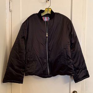 Dawn Black Satin Bomber Jacket from Urban Outfitters NWT